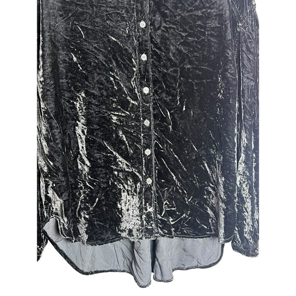 Free People We the Free Long Sleeve Button Up Oversized Tunic Top Velvet X Small - Picture 3 of 13